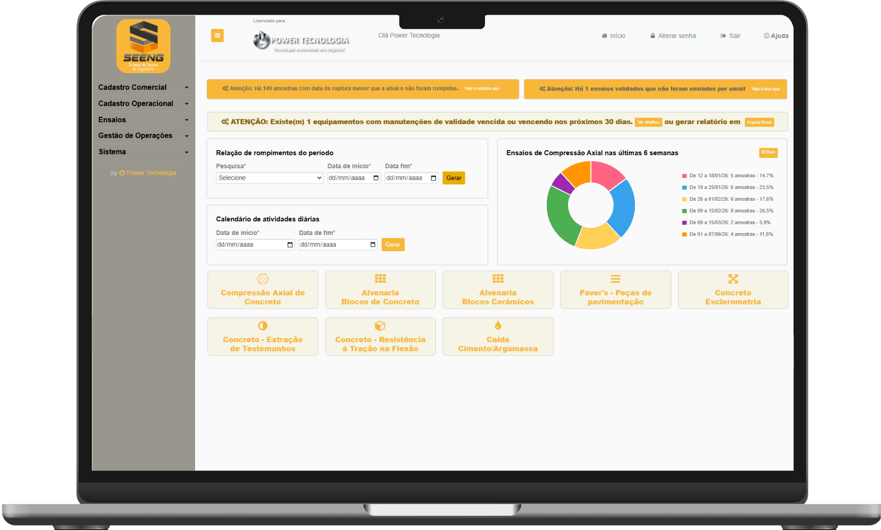 Seeng Dashboard no Laptop